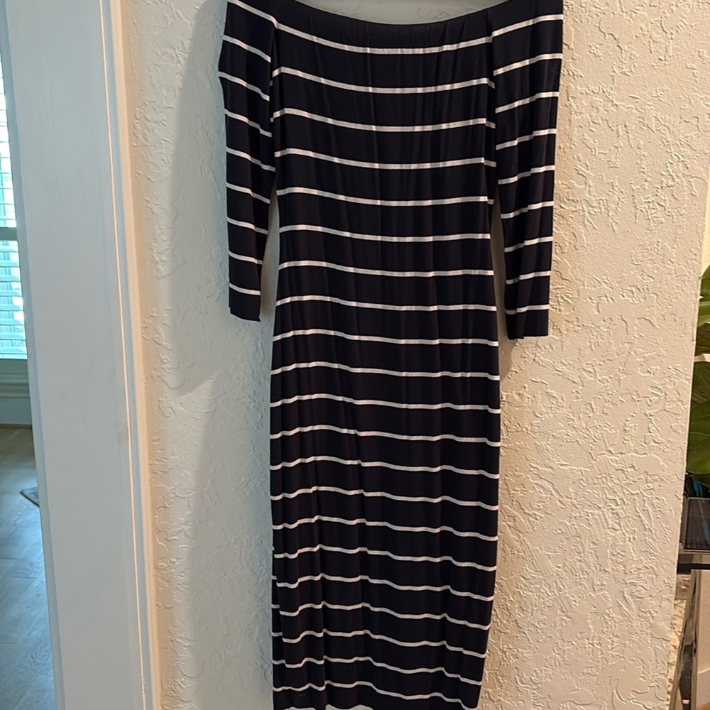 Bailey 44 navy striped midi dress